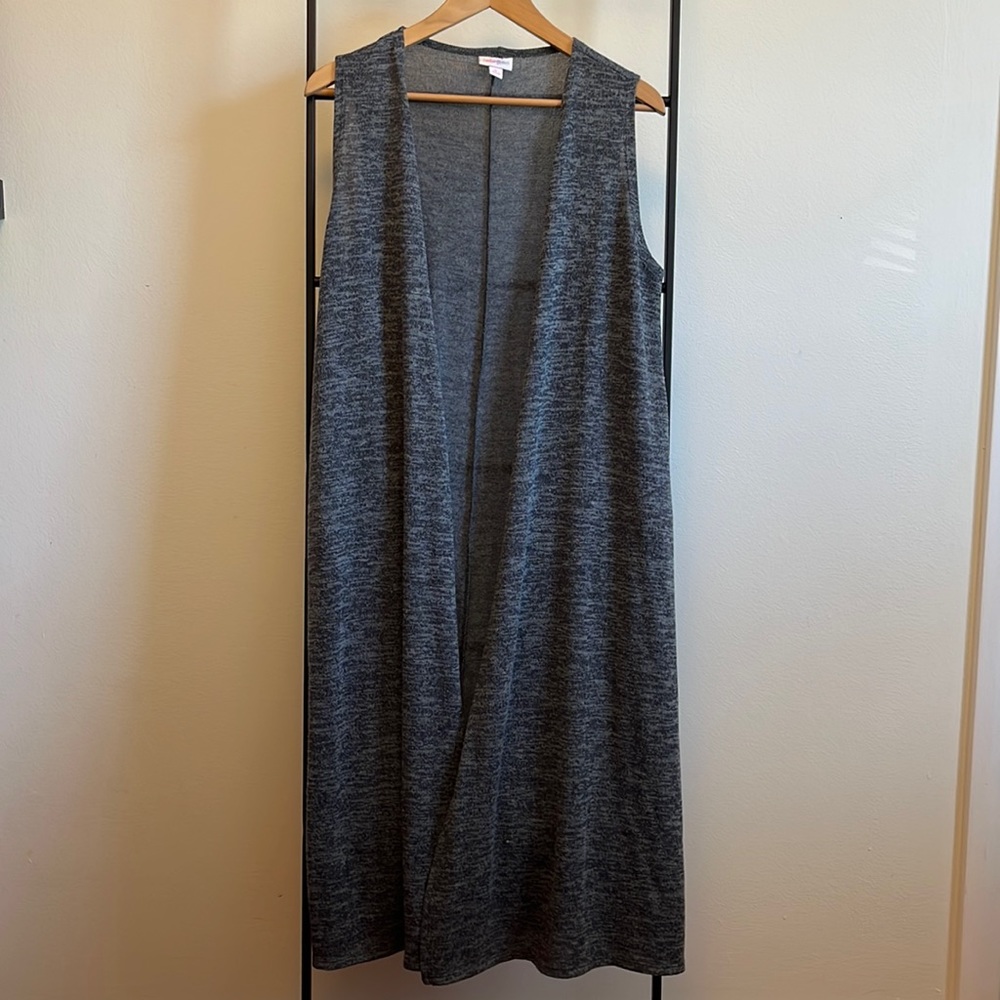 Lularoe (LLR) Joy Long Vest for layering look, Gray, Size Small